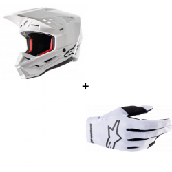 Мотокрос комплект ALPINESTARS WHITE - Каска + очила