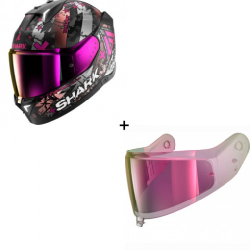 Комлект SHARK SKWAL i3 HELLCAT MATT BLACK/WHITE/PINK - иридум розов