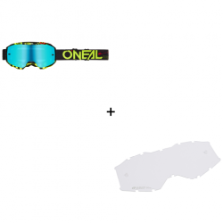 Мотокрос очила O'NEAL B-10 ATTACK BLACK/NEON YELLOW - RADIUM BLUE V.24 + Прозрачна плака Мотокрос очила O'NEAL B-10 ATTACK BLACK/NEON YELLOW - RADIUM BLUE V.24 + Прозрачна плака