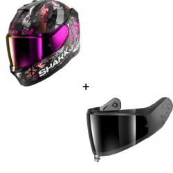 Комплект Каска SHARK SKWAL i3 HELLCAT MATT BLACK/WHITE/PINK - тъмен визьор