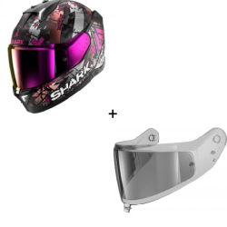 Комплект Каска SHARK SKWAL i3 HELLCAT MATT BLACK/WHITE/PINK -  опушен визьор