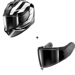 Комплект Каска SHARK D-SKWAL 3 SIZLER GLOSS BLACK/GREY/WHITE - тъмен визьор Комплект Каска SHARK D-SKWAL 3 SIZLER GLOSS BLACK/GREY/WHITE - тъмен визьор