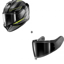 Комплект Каска SHARK D-SKWAL 3 SIZLER GLOSS BLACK/GREY/YELLOW FLUO - тъмен визьор Комплект Каска SHARK D-SKWAL 3 SIZLER GLOSS BLACK/GREY/YELLOW FLUO - тъмен визьор