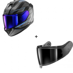 Комплект Каска SHARK D-SKWAL 3 SIZLER MATT BLACK/GREY/BLUE - тъмен визьор Комплект Каска SHARK D-SKWAL 3 SIZLER MATT BLACK/GREY/BLUE - тъмен визьор