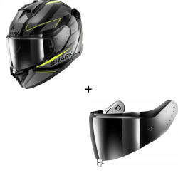 Комплект Каска SHARK D-SKWAL 3 SIZLER GLOSS BLACK/GREY/YELLOW FLUO - огледален визьор Комплект Каска SHARK D-SKWAL 3 SIZLER GLOSS BLACK/GREY/YELLOW FLUO - огледален визьор