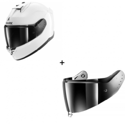 Комплект Каска SHARK D-SKWAL 3 WHITE - огледален визьор Комплект Каска SHARK D-SKWAL 3 WHITE - огледален визьор