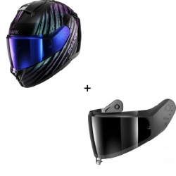 Комплект Каска SHARK RIDILL 2 ASSYA GLOSS BLACK/VIOLET - тъмен визьор