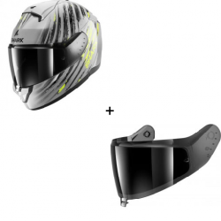 Комплект Каска SHARK RIDILL 2 ASSYA GLOSS GREY/BLACK/YELLOW FLUO - тъмен визьор Комплект Каска SHARK RIDILL 2 ASSYA GLOSS GREY/BLACK/YELLOW FLUO - тъмен визьор