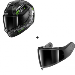 Комплект Каска SHARK RIDILL 2 MOLOKAI GLOSS BLACK/GRAY/GREEN - тъмен визьор Комплект Каска SHARK RIDILL 2 MOLOKAI GLOSS BLACK/GRAY/GREEN - тъмен визьор