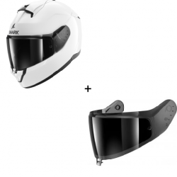 Комплект Каска SHARK RIDILL 2 WHITE GLOSS - тъмен визьор Комплект Каска SHARK RIDILL 2 WHITE GLOSS - тъмен визьор