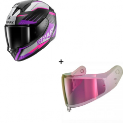 Комплект Каска SHARK RIDILL 2 BERSEK BLACK/WHITE/PINK - иридиум розов