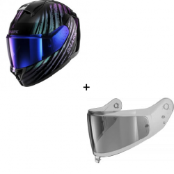 Комплект Каска SHARK RIDILL 2 ASSYA GLOSS BLACK/VIOLET - опушен визьор