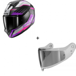 Комплект Каска SHARK RIDILL 2 BERSEK BLACK/WHITE/PINK - опушен визьор Комплект Каска SHARK RIDILL 2 BERSEK BLACK/WHITE/PINK - опушен визьор