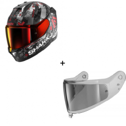 Комплект Каска SHARK SKWAL i3 HELLCAT BLACK/GREY/RED - опушен визьор Комплект Каска SHARK SKWAL i3 HELLCAT BLACK/GREY/RED - опушен визьор