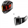 Комплект Каска SHARK D-SKWAL 3 SIZLER BLACK/GREY/RED - огледален визьор