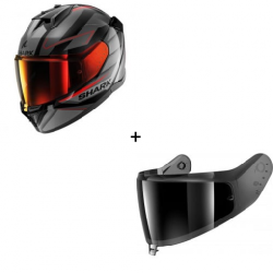 Комплект Каска SHARK D-SKWAL 3 SIZLER BLACK/GREY/RED - тъмен визьор Комплект Каска SHARK D-SKWAL 3 SIZLER BLACK/GREY/RED - тъмен визьор