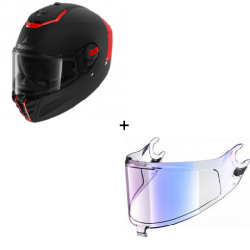 Комплект Каска SHARK SPARTAN RS BLACK/RED MATT - иридиум визьор