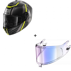 Комплект Каска SHARK SPARTAN RS CARBON SHAWN GLOSS BLACK/GRAY/YELLOW FLUO- иридиум визьор
