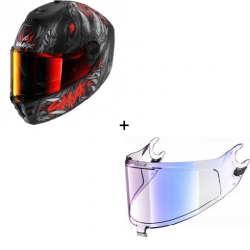 Комплект Каска SHARK SPARTAN RS SHAYTAN MATT BLACK/RED - иридиум визьор