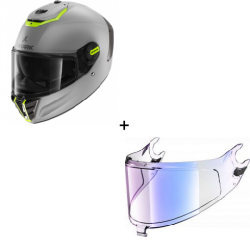Комплект Каска SHARK SPARTAN RS SILVER/YELLOW FLUO MATT - иридиум визьор