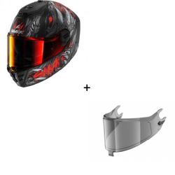 Комплект Каска SHARK SPARTAN RS SHAYTAN MATT BLACK/RED - опушен визьор