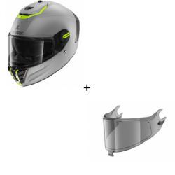 Комплект Каска SHARK SPARTAN RS SILVER/YELLOW FLUO MATT - опушен визьор