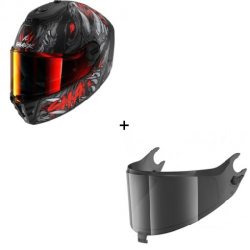 Комплект Каска SHARK SPARTAN RS SHAYTAN MATT BLACK/RED- тъмен визьор