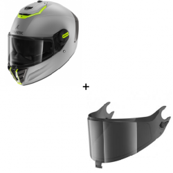 Комплект Каска SHARK SPARTAN RS SILVER/YELLOW FLUO MATT - тъмен визьор