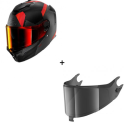 Комплект Каска SHARK SPARTAN GT PRO DOKHTA CARBON MATT BLACK/RED - тъмен визьор Комплект Каска SHARK SPARTAN GT PRO DOKHTA CARBON MATT BLACK/RED - тъмен визьор