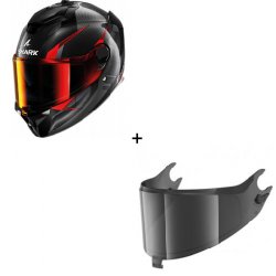 Комплект Каска SHARK SPARTAN GT PRO KULTRAM CARBON BLACK/RED- тъмен визьор