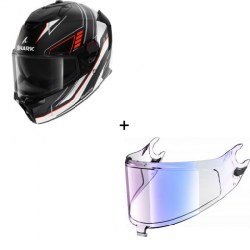 Комплект Каска SHARK SPARTAN GT PRO TORYAN BLACK/WHITE/ORANGE MATT - иридиум визьор