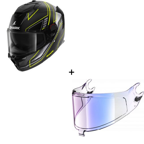 Комплект Каска SHARK SPARTAN GT PRO TORYAN BLACK/GRAY/YELLOW FLUO MATT - иридиум визьор Комплект Каска SHARK SPARTAN GT PRO TORYAN BLACK/GRAY/YELLOW FLUO MATT - иридиум визьор