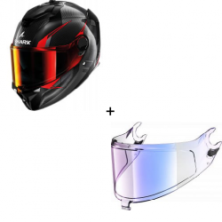 Комплект Каска SHARK SPARTAN GT PRO KULTRAM CARBON BLACK/RED - иридиум визьор
