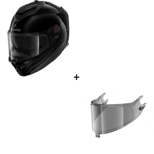 Комплект Каска SHARK SPARTAN GT PRO BLACK GLOSS - опушен визьор Комплект Каска SHARK SPARTAN GT PRO BLACK GLOSS - опушен визьор