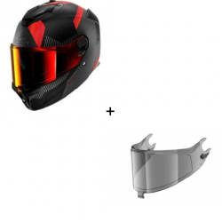 Комплект Каска SHARK SPARTAN GT PRO DOKHTA CARBON MATT BLACK/RED - опушен визьор Комплект Каска SHARK SPARTAN GT PRO DOKHTA CARBON MATT BLACK/RED - опушен визьор