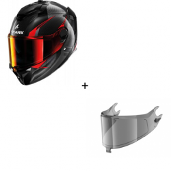 Комплект Каска SHARK SPARTAN GT PRO KULTRAM CARBON BLACK/RED - опушен визьор Комплект Каска SHARK SPARTAN GT PRO KULTRAM CARBON BLACK/RED - опушен визьор