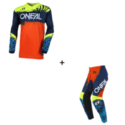 Детски мотокрос екип O'NEAL ELEMENT SHOCKER BLUE/ORANGE V.25