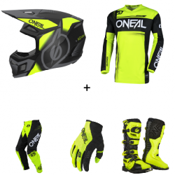 Мотокрос комплект O`NEAL ELEMENT RACEWEAR BLACK/NEON YELLOW V.25- 5 части