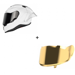 Каска NEXX X.R3R PLAIN WHITE + Визьор IRIDIUM GOLD