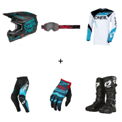 Мотокрос комплект O'NEAL HARDWEAR AIR SLAM BLACK/TEAL V.25- 6 части