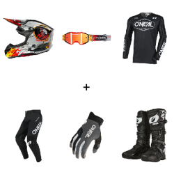 Мотокрос комплект O'NEAL MAYHEM HEXX BLACK/WHITE V.25- 6 части Мотокрос комплект O'NEAL MAYHEM HEXX BLACK/WHITE V.25- 6 части