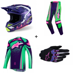 Мотокрос екипировка ALPINESTARS SM7 PURPLE/GREEN/PINK - 4 Части 