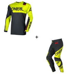 Мотокрос екипировка O`NEAL ELEMENT RACEWEAR BLACK/NEON YELLOW V.26 - 2 части 