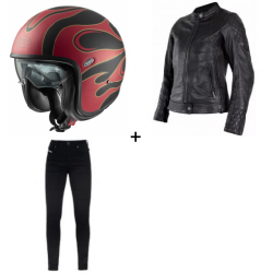 Дамски комплект каска PREMIER Vintage FR RED - 3 части