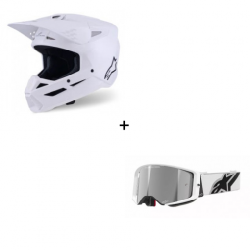 Комплект мотокрос каска ALPINESTARS SM3 WHITE-GLOSS - 2 части Комплект мотокрос каска ALPINESTARS SM3 WHITE-GLOSS - 2 части
