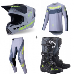 Мотокрос екипировка ALPINESTARS SM3 RADIUM GRAY/BLK/YL - 4 части