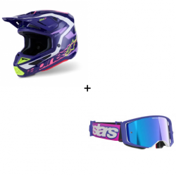 Комплект мотокрос каска ALPINESTARS SM7 DEED PURPLE/PINK - 2 части