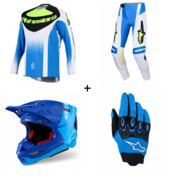 Мотокрос екипировка Alpinestars TECHSTAR KNIF BLUE/BLK/YL - 4 части