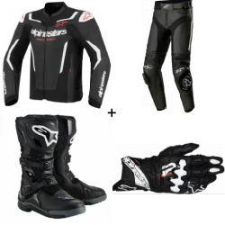 Кожен мото екип ALPINESTARS GP FORCE V2 AIR BK/WHT - 4 части