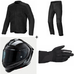 Комплект каска ALPINESTARS Supertech R10 Black/Carb -  4 части